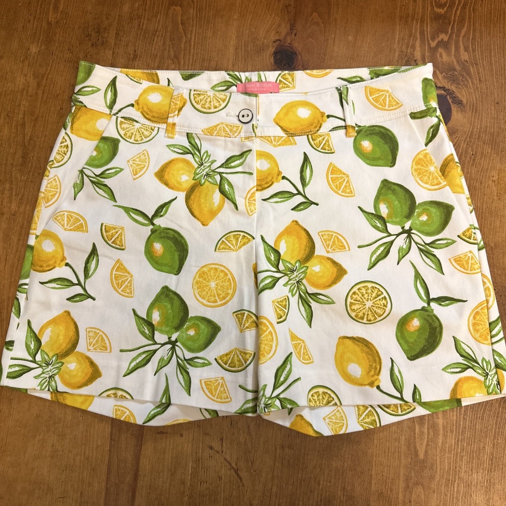 Isaac Mizrahi New‎ York Womens Lemon Lime Print Yellow White Shorts Size 8